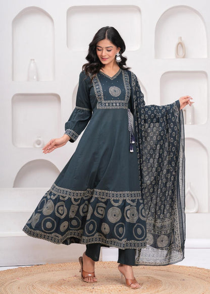 Gulnaar Midnight Kurti Pant Dupatta Set Suit
