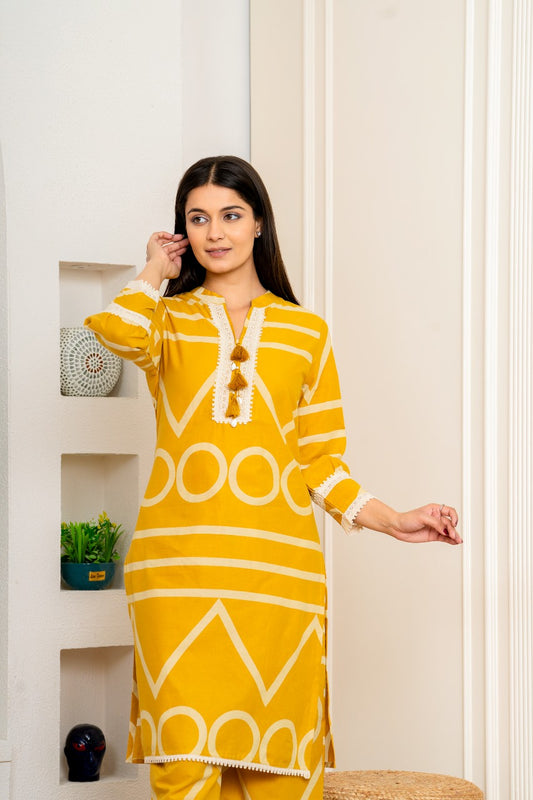 Amber Rhythm Jaipuri Long Top Co-Ord Set