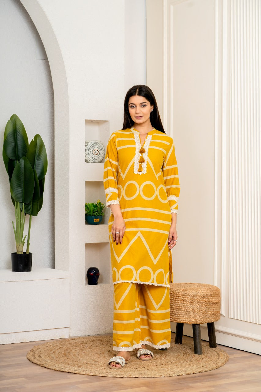 Amber Rhythm Jaipuri Long Top Co-Ord Set