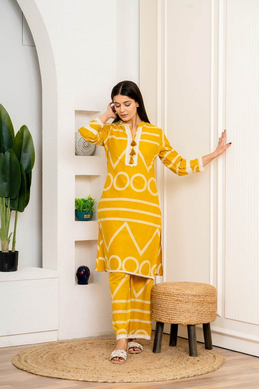 Amber Rhythm Jaipuri Long Top Co-Ord Set