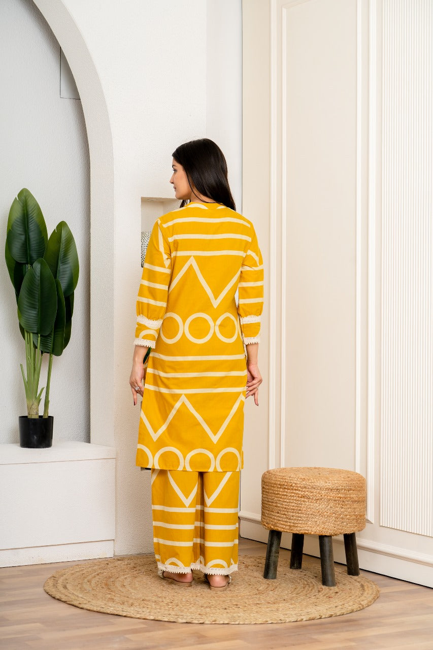 Amber Rhythm Jaipuri Long Top Co-Ord Set