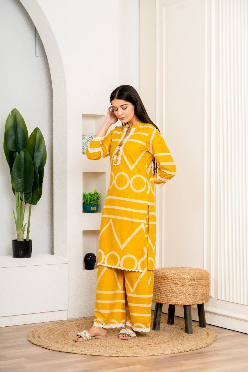 Amber Rhythm Jaipuri Long Top Co-Ord Set