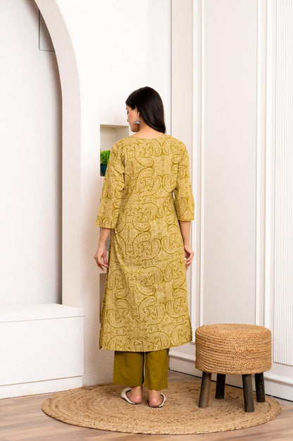 Amber Paisley Pure Jaipuri Cotton Kurti Pant Set