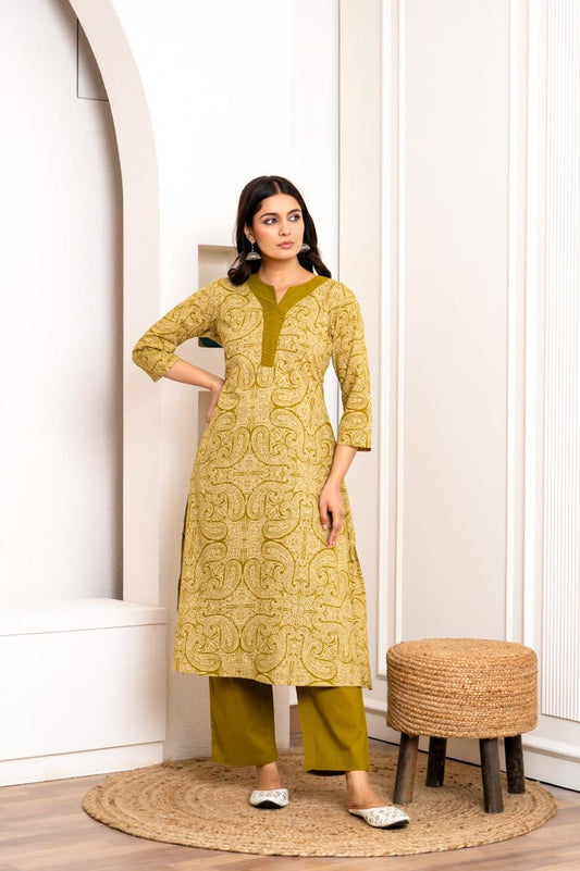 Amber Paisley Pure Jaipuri Cotton Kurti Pant Set