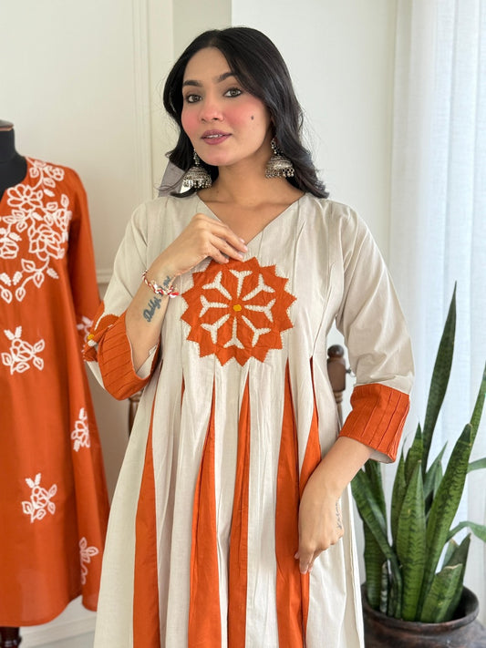 Terracotta Bloom – Jaipuri Cotton Kurti Pant Set