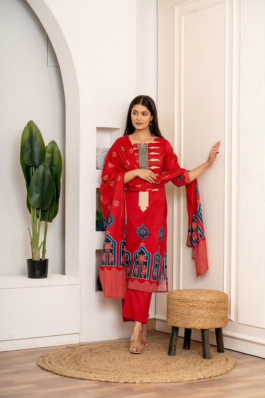 Gulnaar Jaipuri Charm Kurti Pant Dupatta Suit Set