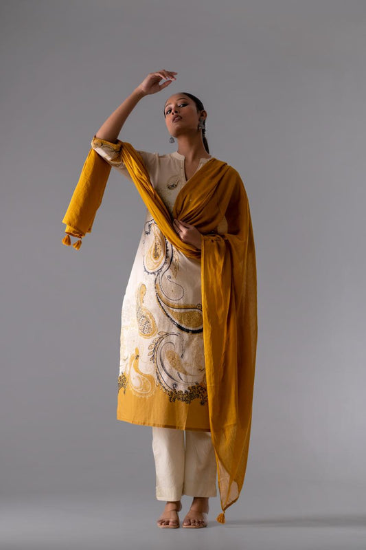 Aafreen Mustard Pure Jaipuri Cotton Suit Set
