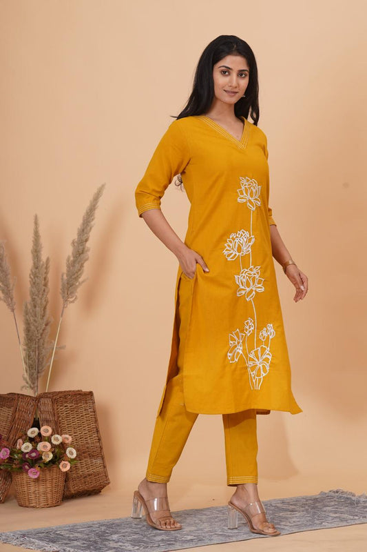 Sunlit Safari Cotton Kurti Pant Set