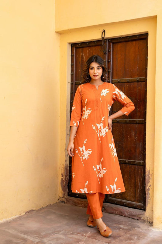 Tehzeeb Ochre Kurti Pant Set