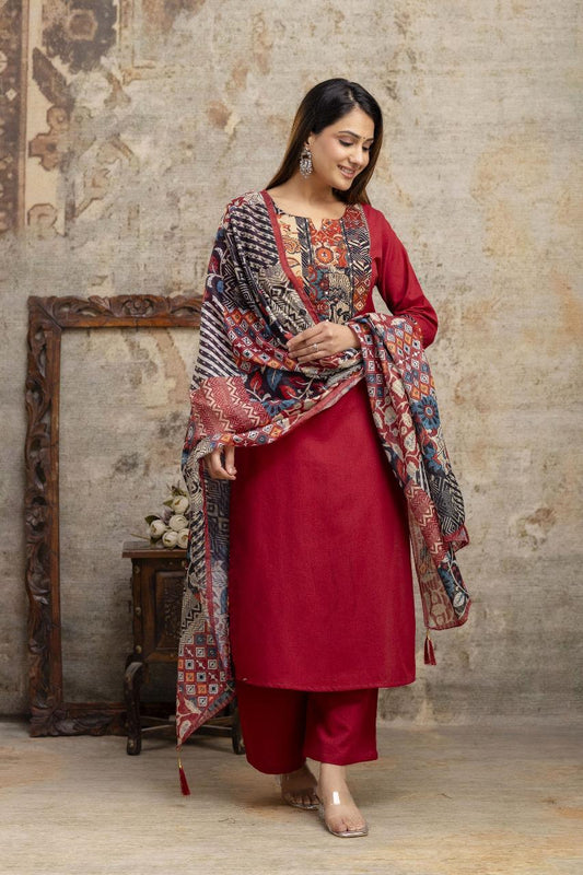 Riwaayat Patchwork KurtI Pant Dupatta Set Suit