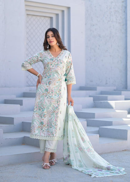 Noor-E-Mint Pant Dupatta Set Suit