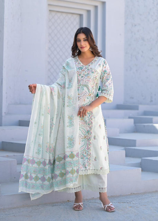 Noor-E-Mint Kurti Pant Dupatta Set Suit
