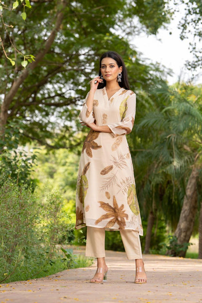 Vanika Leaf Whisper Kurti Pant Set