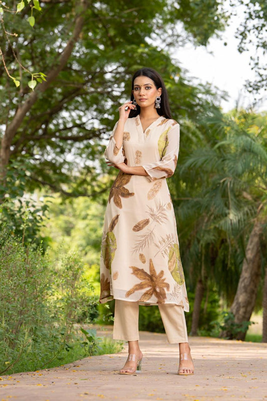 Vanika Leaf Whisper Kurti Pant Set