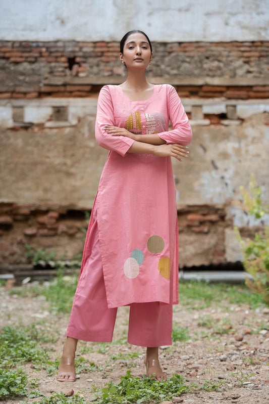 Blush Orbit Kurti Pant Set