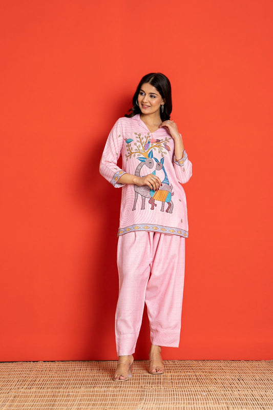 Gond Bloom Pink Co-ord Set
