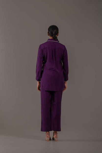 Amra Plum Embroidered Co-ord Set