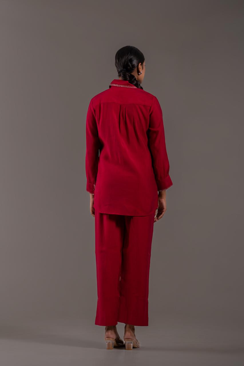Amra Rouge Embroidered Co-ord Set