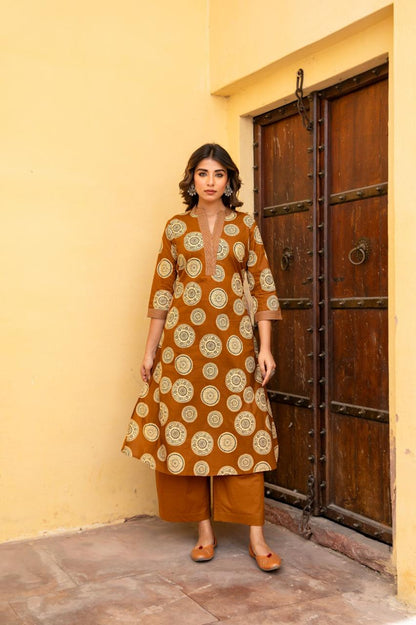 Gulbahar Ochre Kurti Pant Set