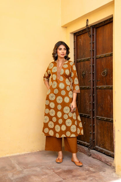 Gulbahar Ochre Kurti Pant Set