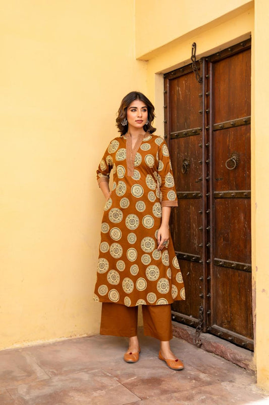 Gulbahar Ochre Kurti Pant Set