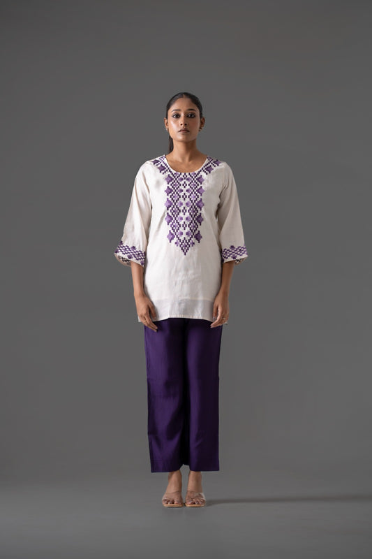 Ivory Orchid Muslin Co-ord Set
