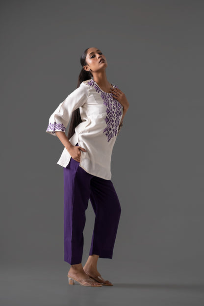 Ivory Orchid Muslin Co-ord Set