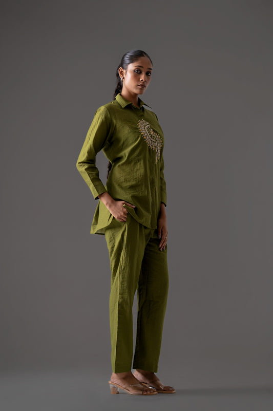 Olive Grace Mul Chanderi Co-ord Set