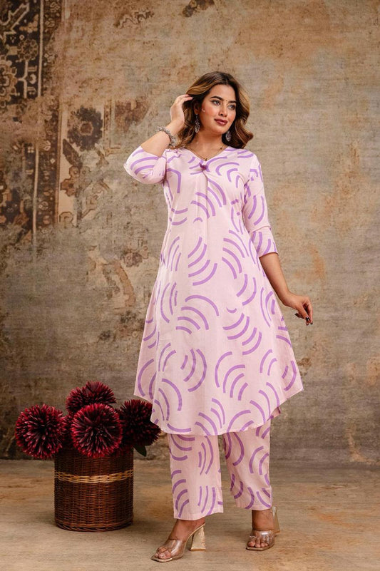 Lavender Arc Pure Jaipuri Soft Cotton Co-ord Set
