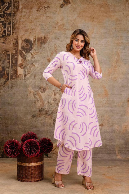 Lavender Arc Pure Jaipuri Soft Cotton Co-ord Set