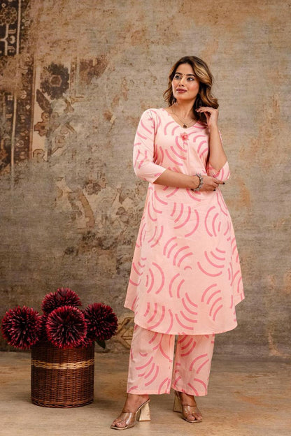 Blush Wave Pure Jaipuri Soft Cotton Co-ord Set