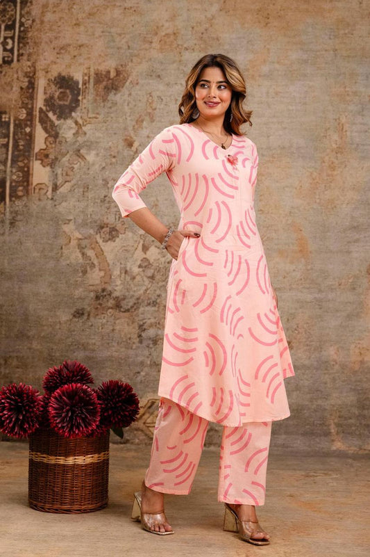 Blush Wave Pure Jaipuri Soft Cotton Co-ord Set