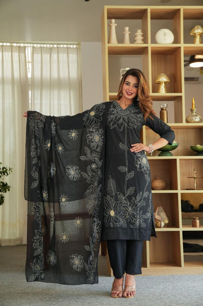 Zehra Noir Pure Jaipuri Soft Cotton Suit Set