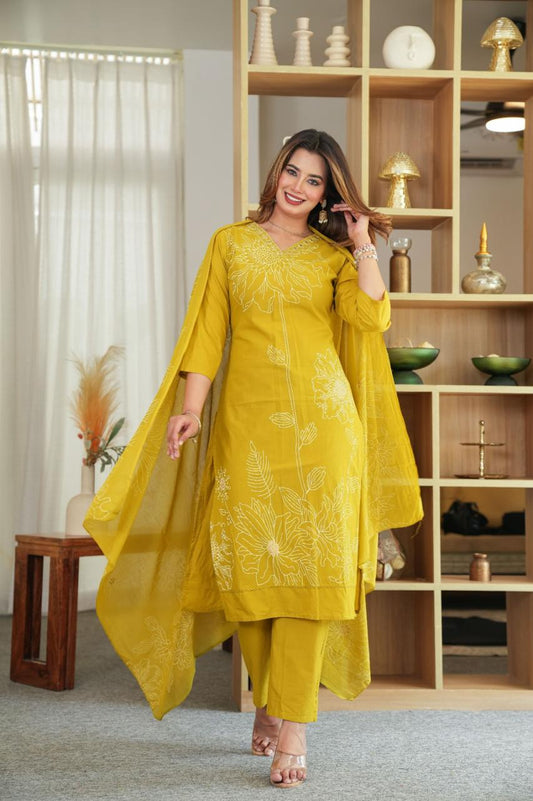 Zehra Mustard Pure Jaipuri Soft Cotton Suit Set