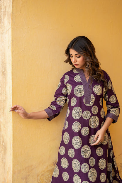 Aarvi Pure Jaipuri Cotton Kurti Pant Set