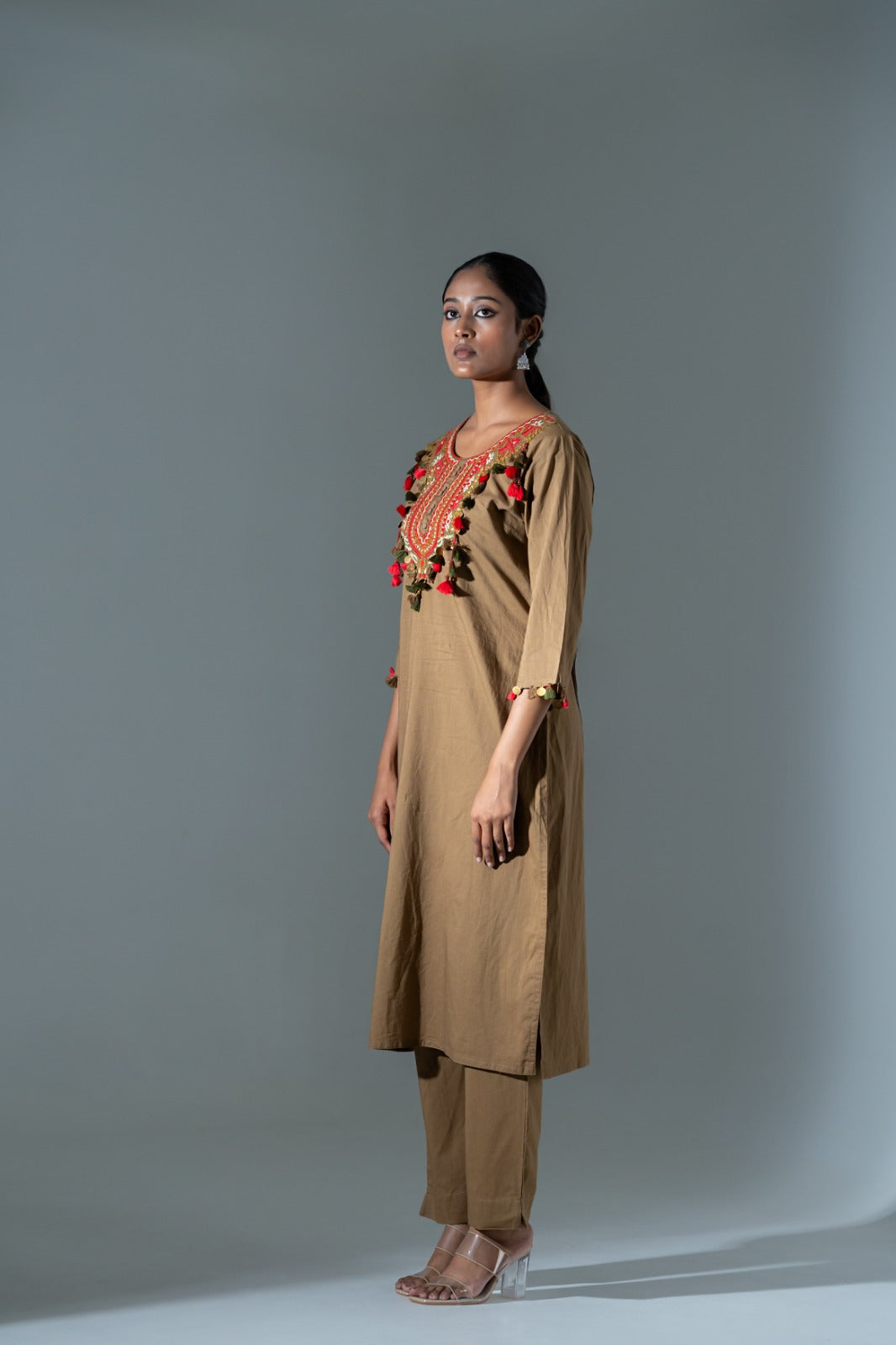 Kashvi Pure Jaipuri Cotton Embroidered Kurti Pant Set