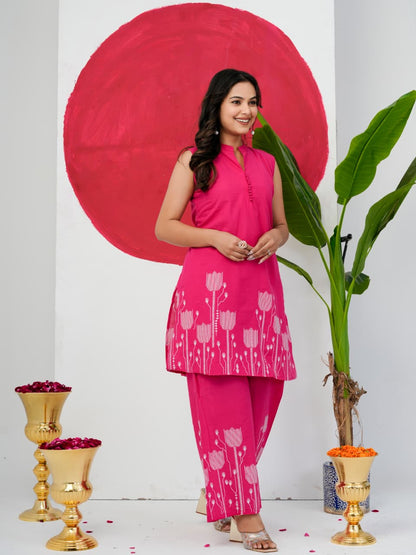 Pink Pure Jaipuri Cotton Digital Print Co-ord Set
