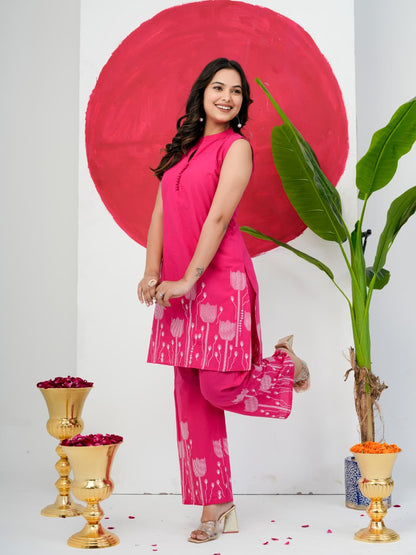 Pink Pure Jaipuri Cotton Digital Print Co-ord Set