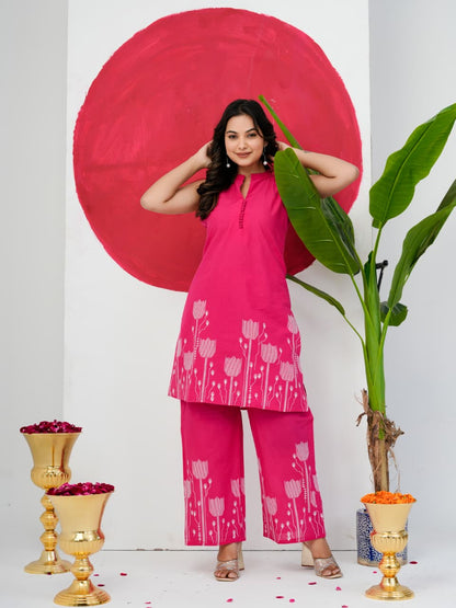 Pink Pure Jaipuri Cotton Digital Print Co-ord Set