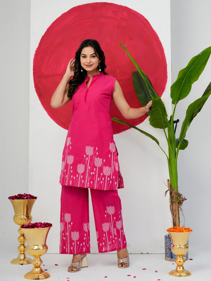 Pink Pure Jaipuri Cotton Digital Print Co-ord Set
