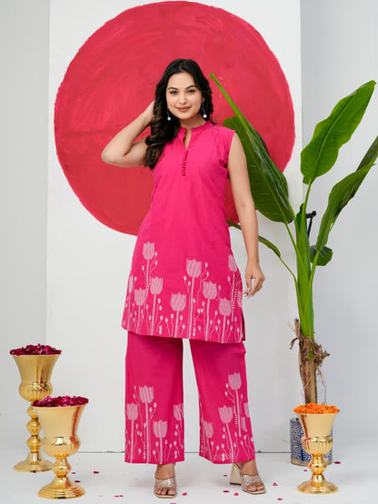 Pink Pure Jaipuri Cotton Digital Print Co-ord Set