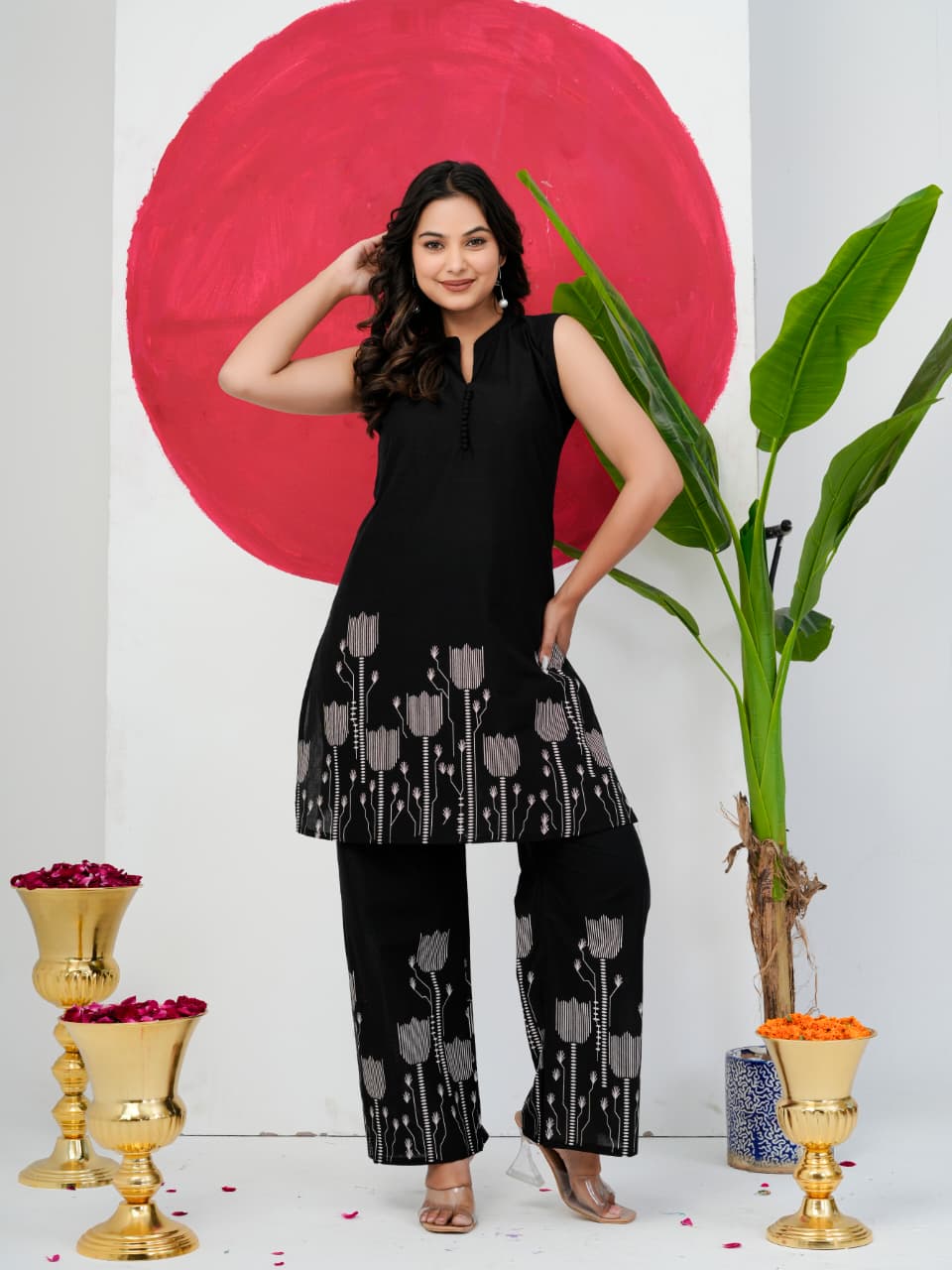 Black Pure Jaipuri Cotton Digital Print Co-ord Set
