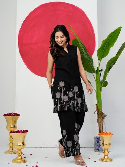 Black Pure Jaipuri Cotton Digital Print Co-ord Set