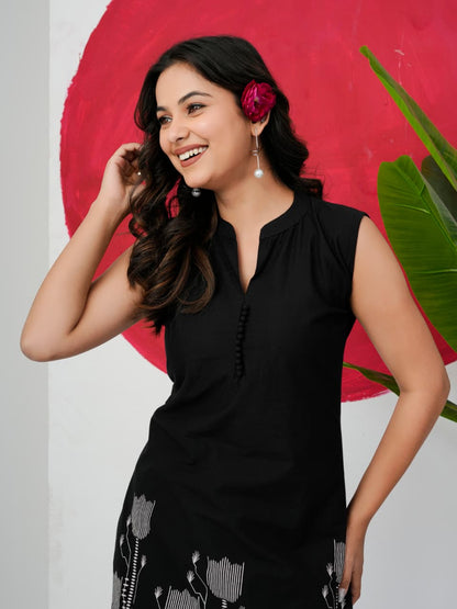 Black Pure Jaipuri Cotton Digital Print Co-ord Set