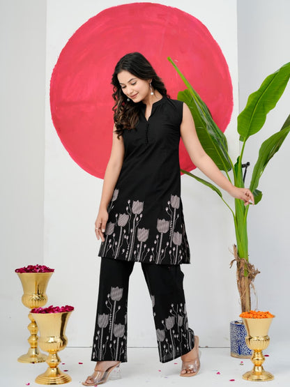 Black Pure Jaipuri Cotton Digital Print Co-ord Set