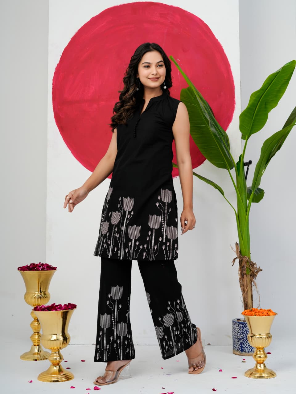 Black Pure Jaipuri Cotton Digital Print Co-ord Set
