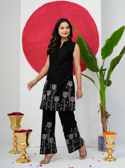 Black Pure Jaipuri Cotton Digital Print Co-ord Set