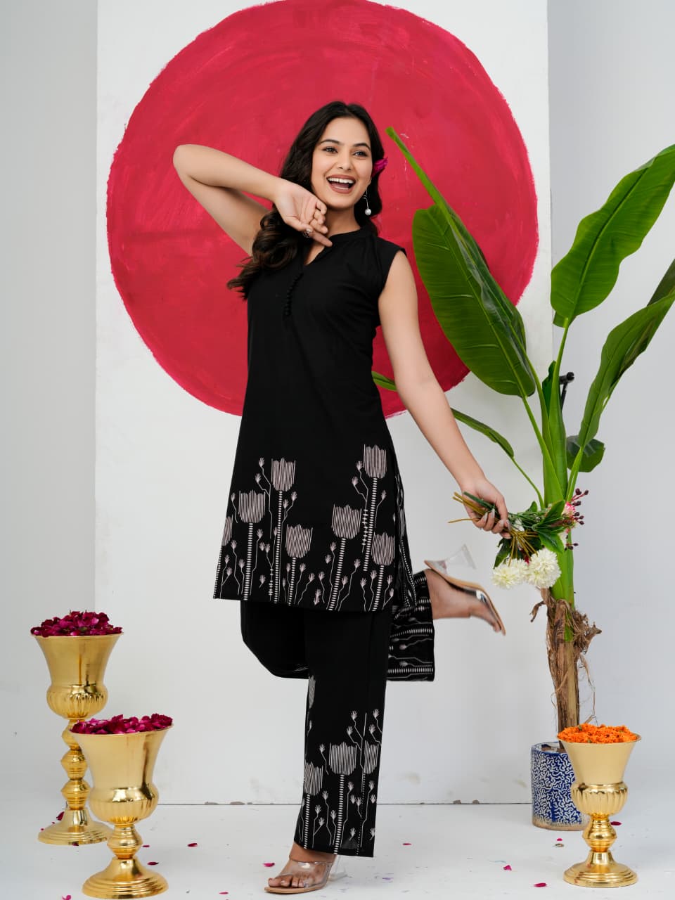 Black Pure Jaipuri Cotton Digital Print Co-ord Set