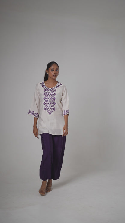 Ivory Orchid Muslin Co-ord Set