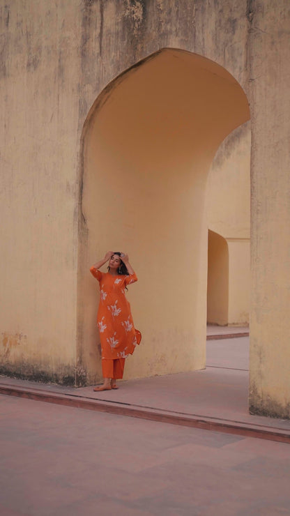 Tehzeeb Ochre Kurti Pant Set